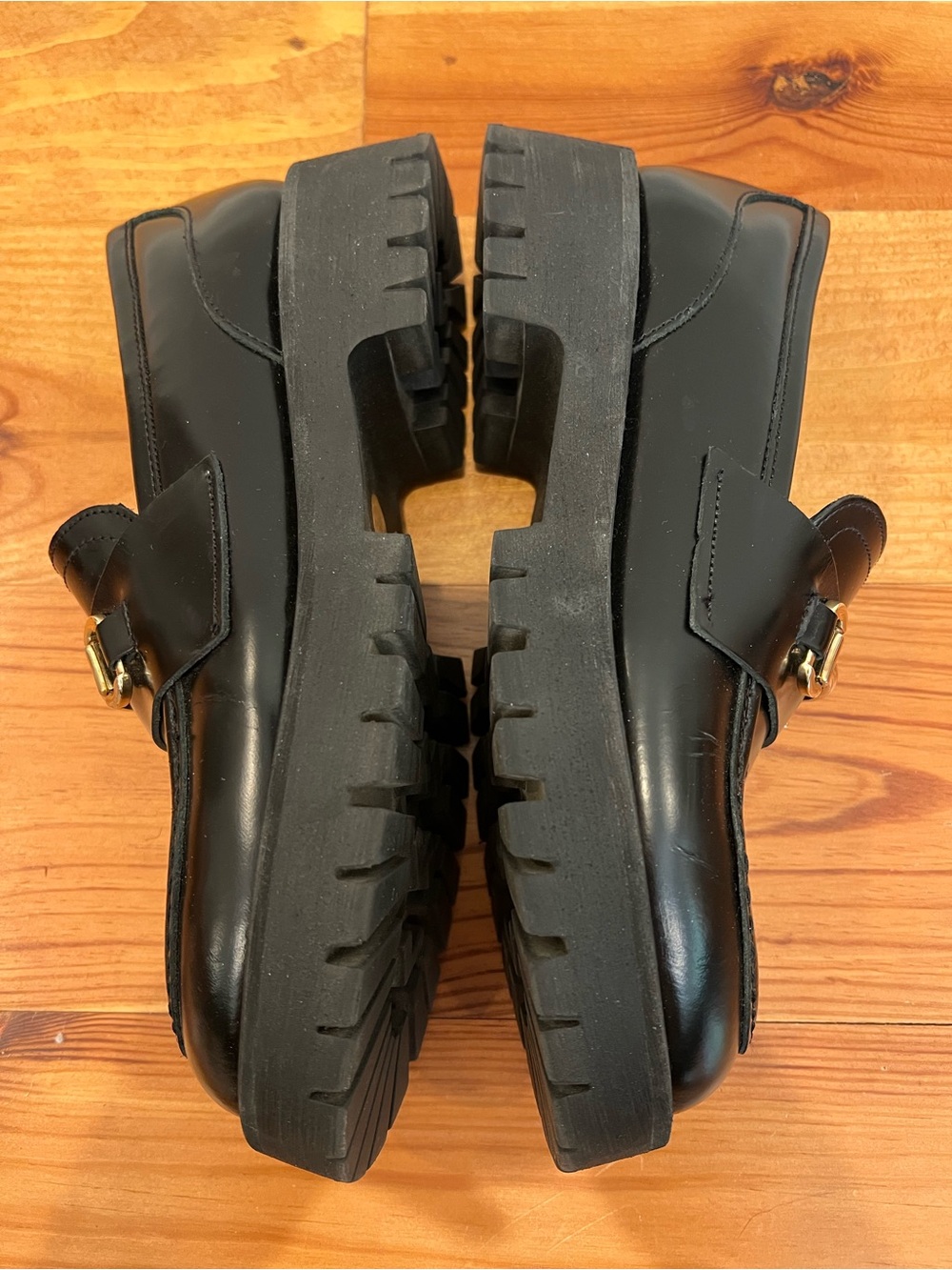 Steve Madden Lando Shoes Womens 8M Black Leather Chunky Lug Horsebit Loafers NEW - Picture 8 of 14